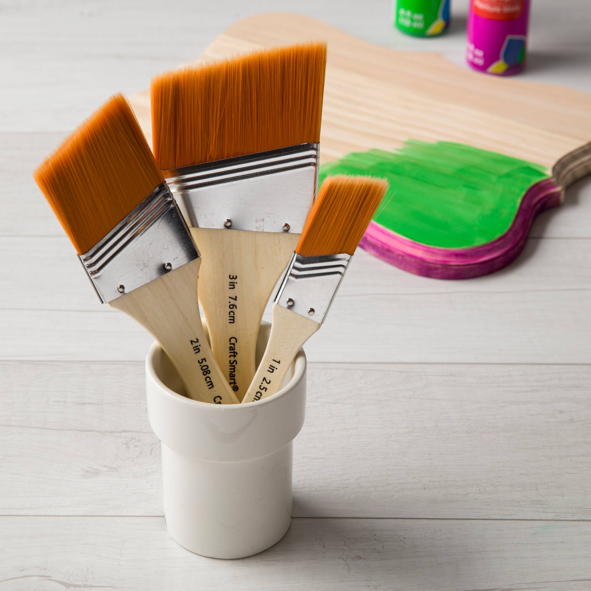12 Packs: 3 ct. (36 total) Gold Taklon Large Area Angular Brush Pack by Craft Smart®